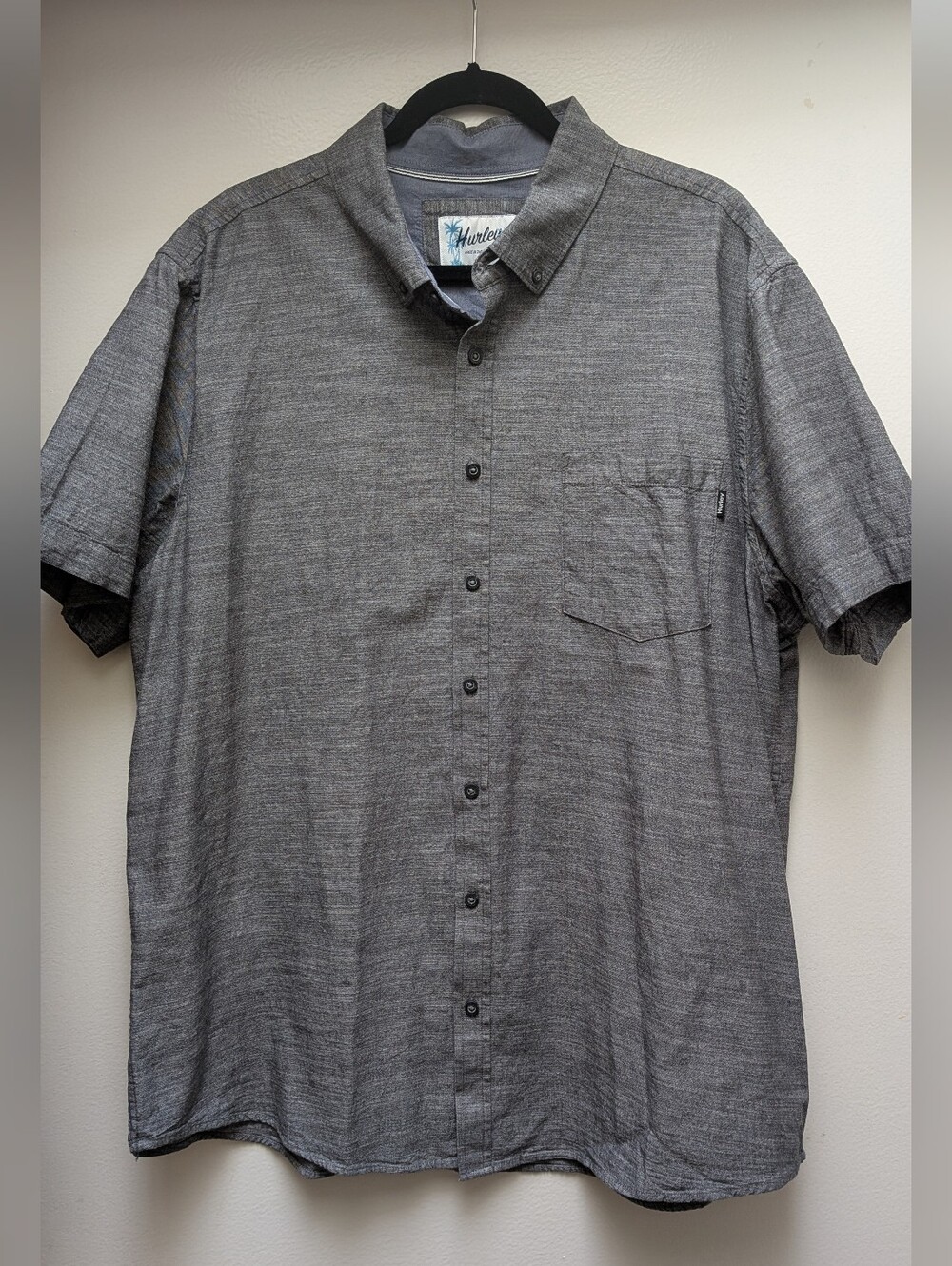 Hurley Men's Short-Sleeve Button-Up Shirt - Gray Size XXL
